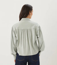 The "Powder Blue" Faux Suede Blouse