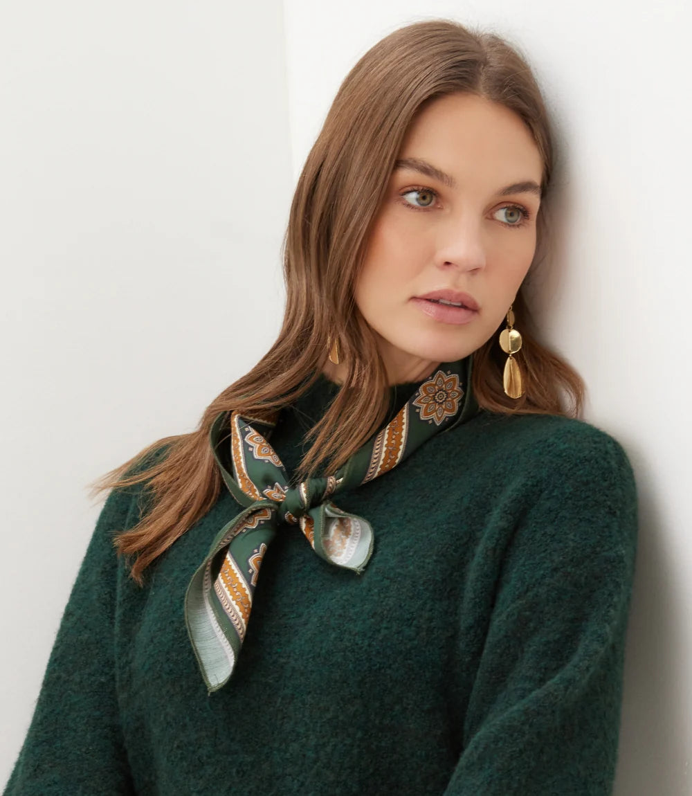 The "Pine & Gold" Satin Scarf