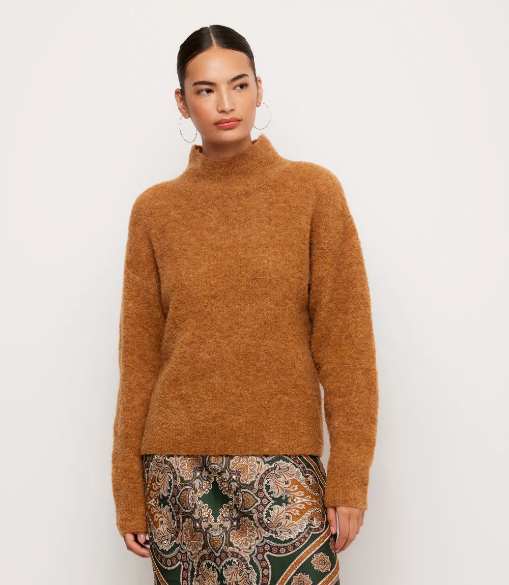 The "Camel" Mock Neck Boucle Sweater