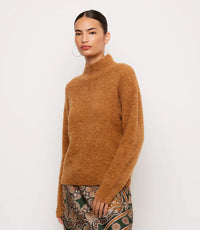 The "Camel" Mock Neck Boucle Sweater