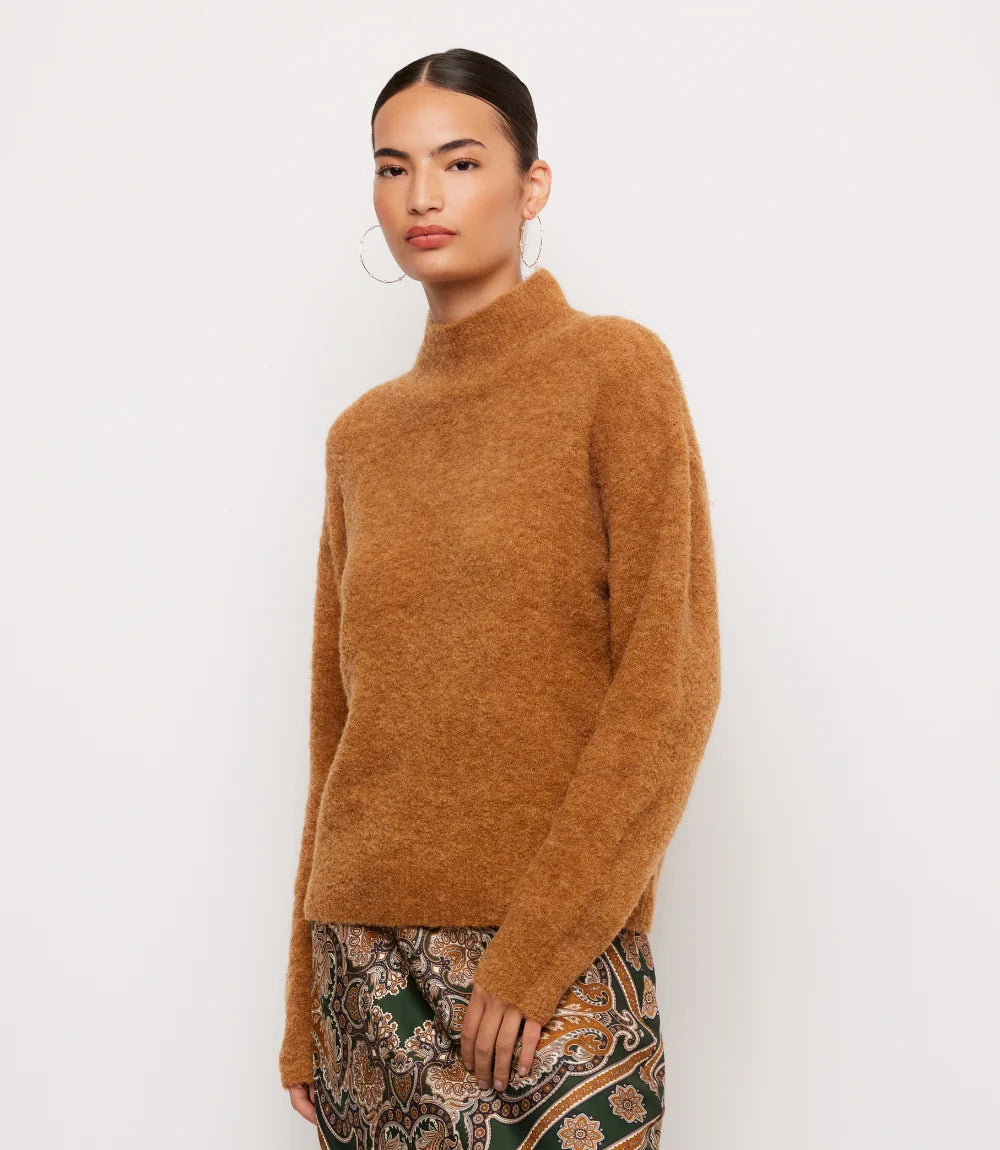 The "Camel" Mock Neck Boucle Sweater