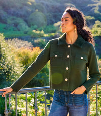 The "Forest Green" Collared Sweater Jacket