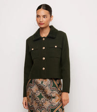 The "Forest Green" Collared Sweater Jacket
