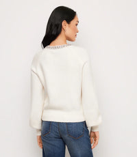 The "Cream" Embellished Crew Neck Sweater