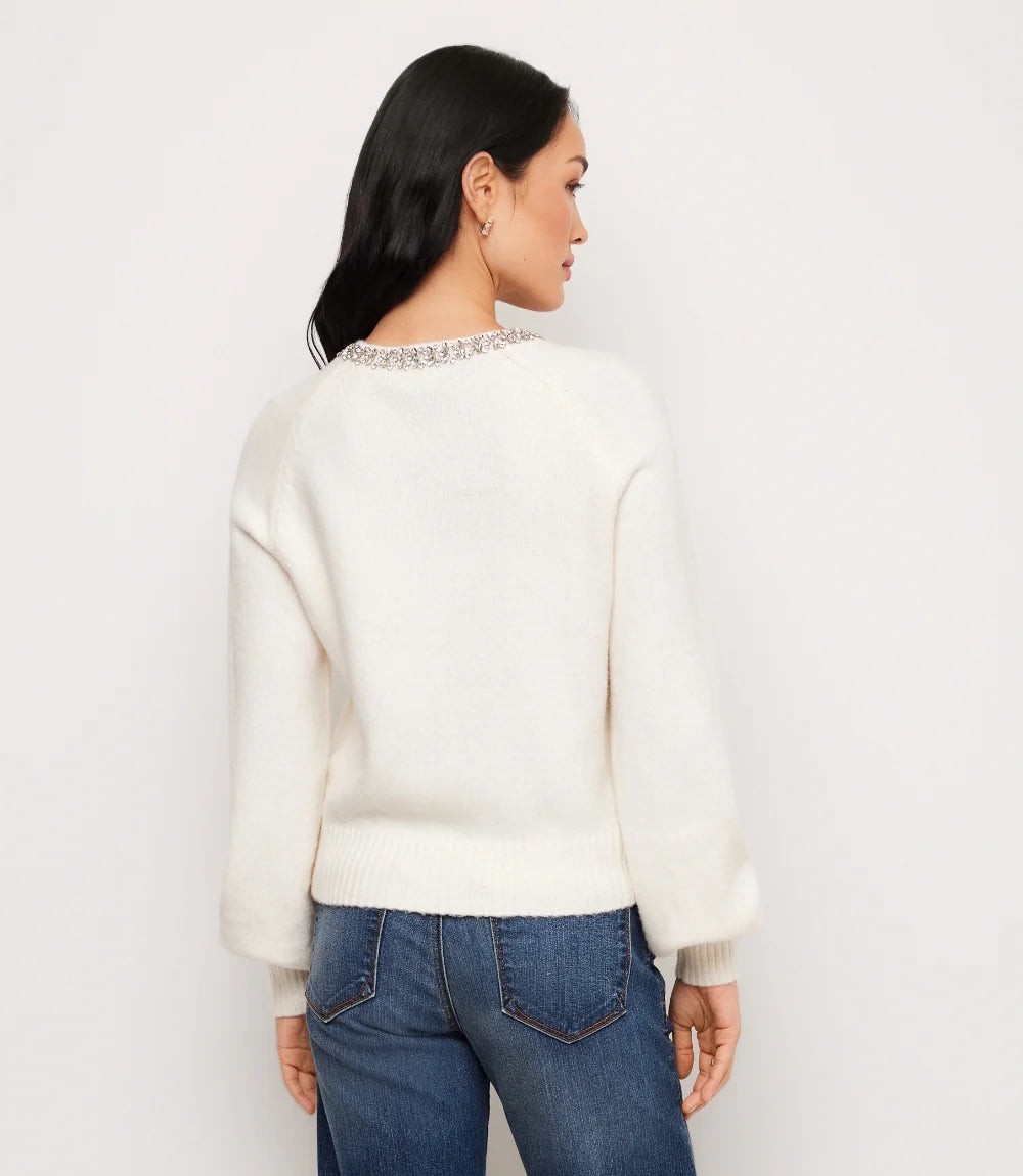 The "Cream" Embellished Crew Neck Sweater