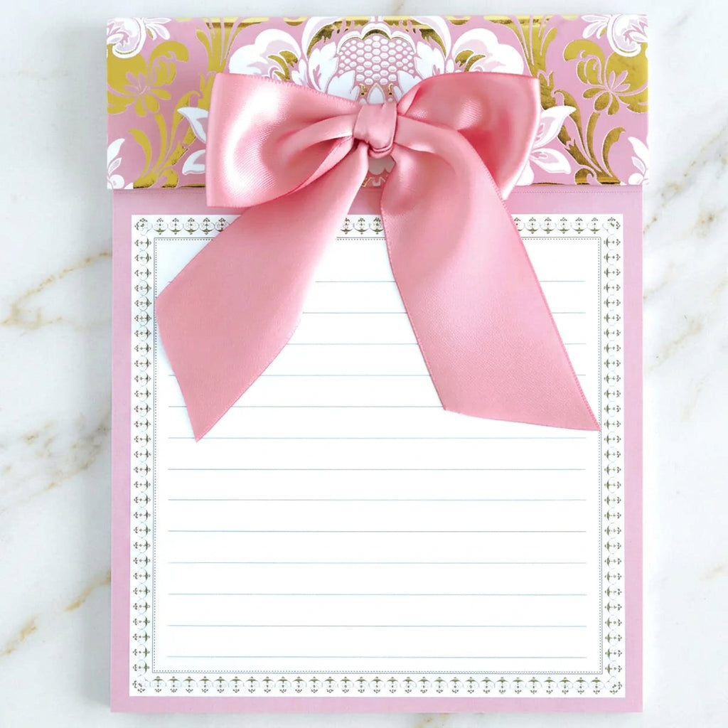 The "Pink Damask" Bow Notepad