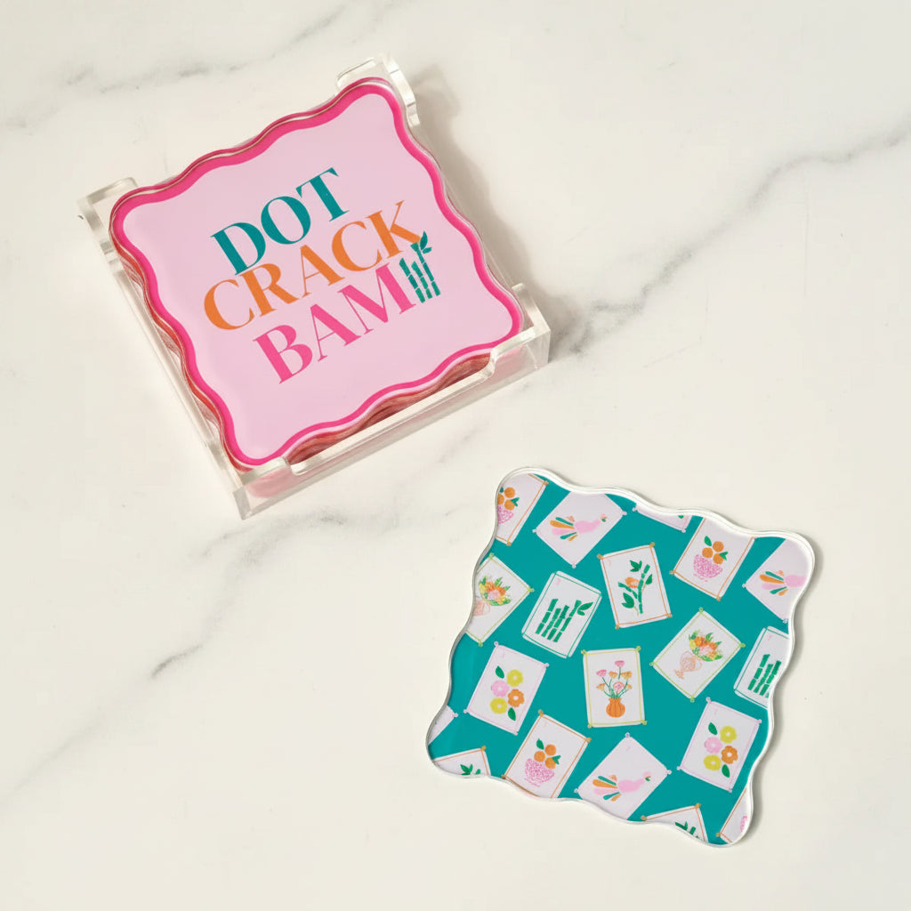 The "It's Mahj Time" Acrylic Coaster Set