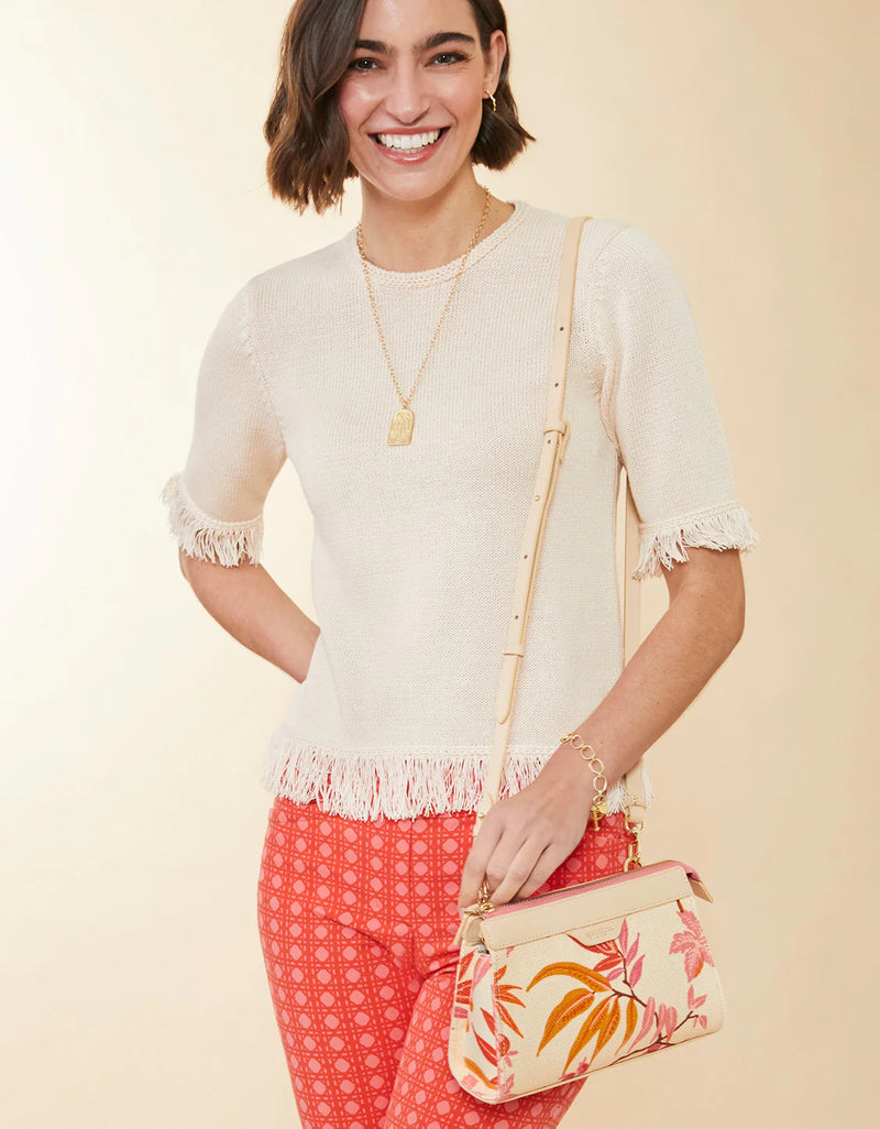 The "Vanilla Cream" Sofia Fringe Sweater by Spartina 449