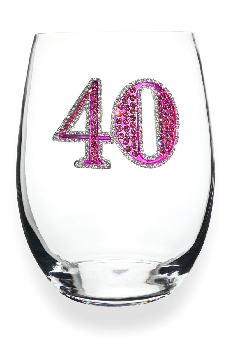 The "40th Birthday" Stemless Wine Glass