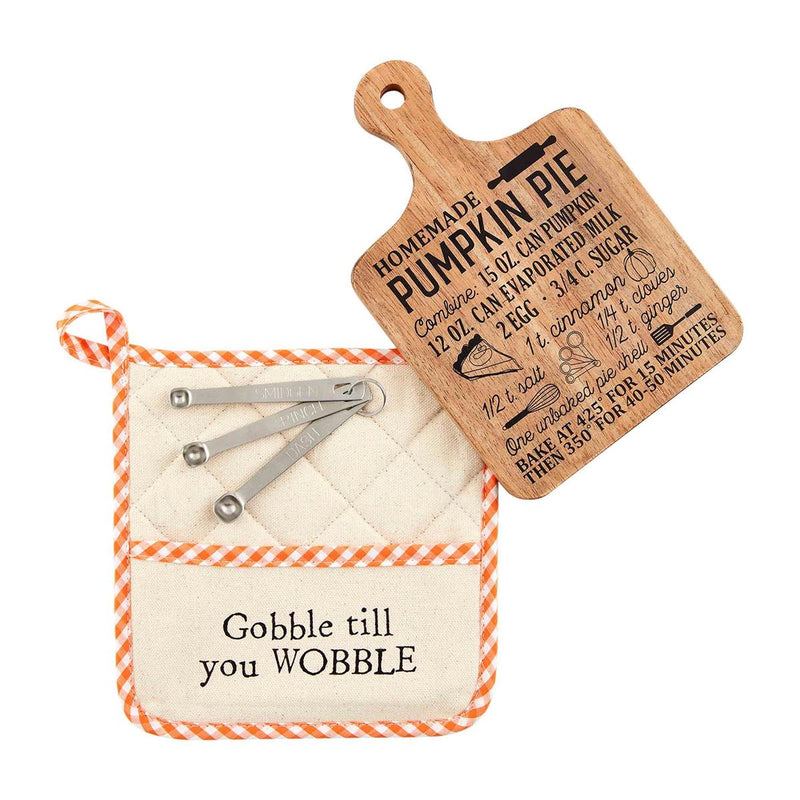 The "Gobble Till You Wobble" Pot Holder and Board Set