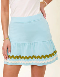 The "Aqua Haze Ric Rac" Jersey Flounce Skort by Spartina 449