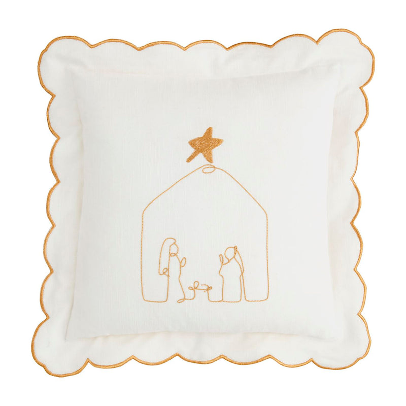 The "Nativity" Gold Scallop Pillow