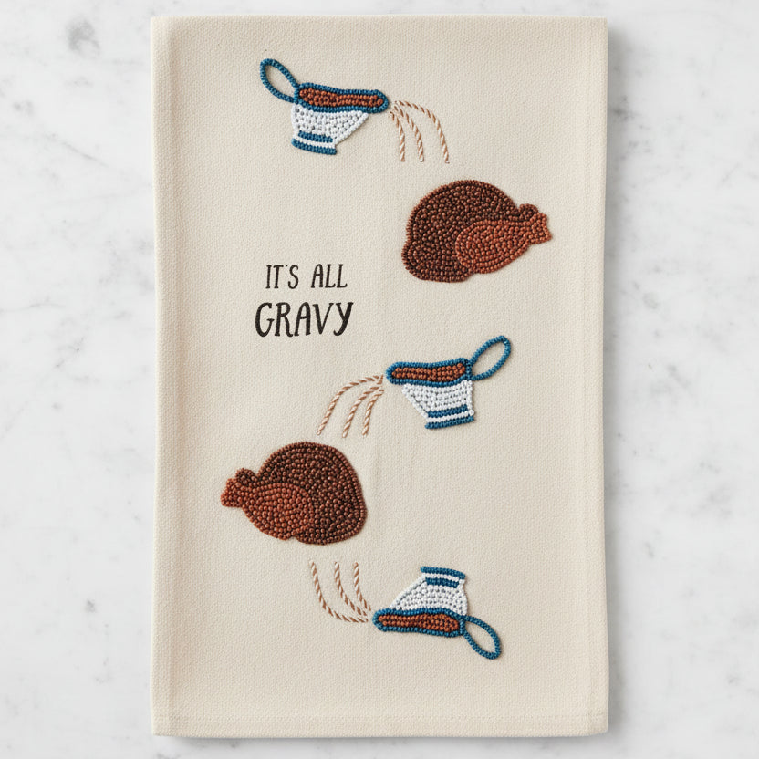 The "Thanksgiving" Beaded Decorative Towel