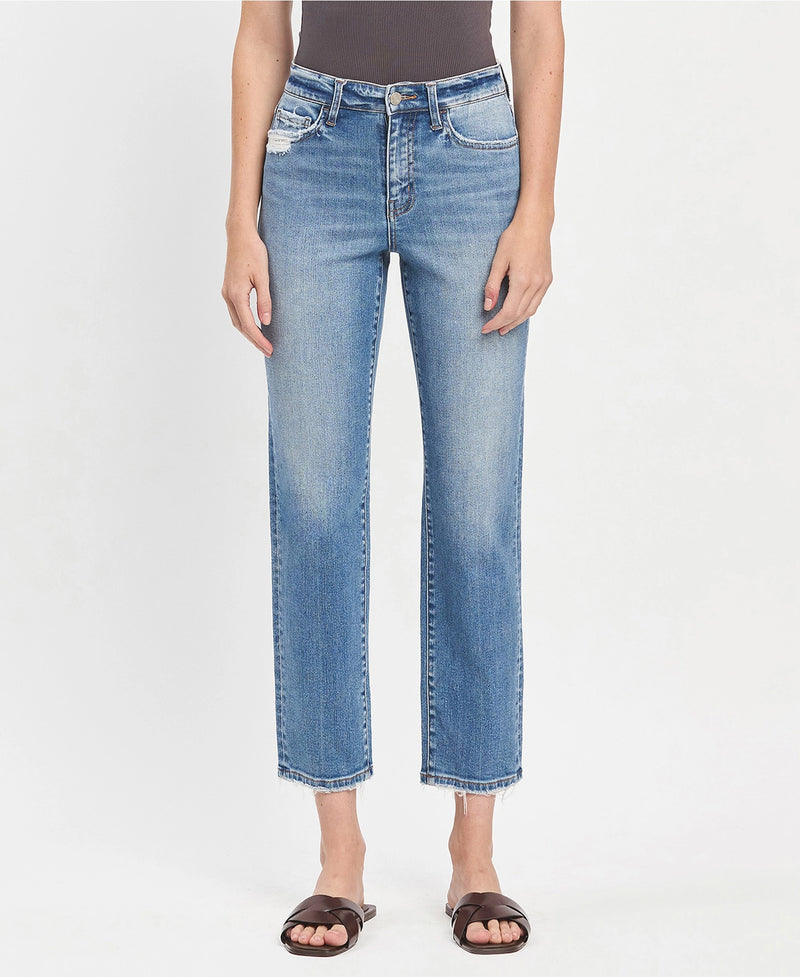 The "Lauren" High Rise Tapered Straight Jeans by Vervet Flying Monkey