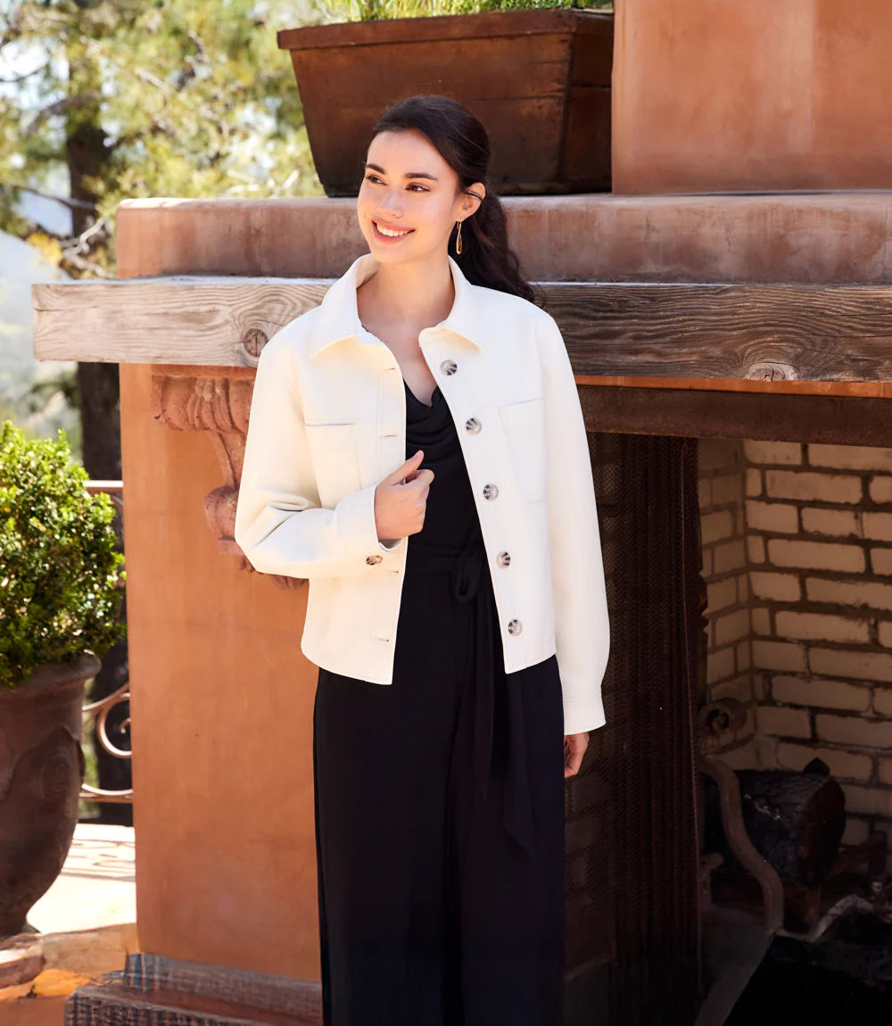 The "Off White" Faux Leather Cropped Jacket
