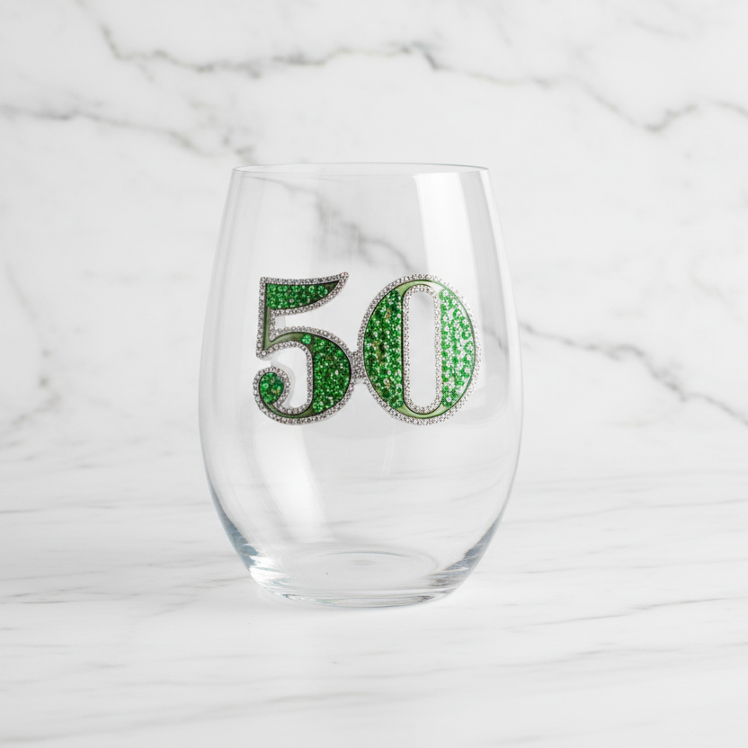The "50th Birthday" Stemless Wineglass