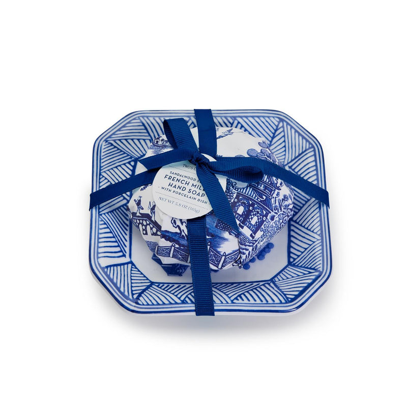 The "Blue Willow" French Milled Soap & Porcelain Tray