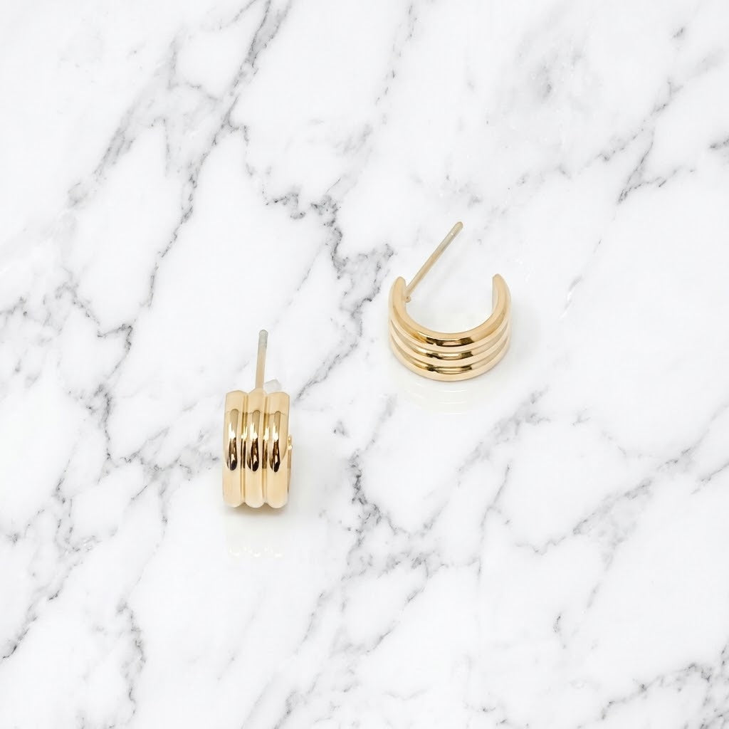 The "Triple Band" Huggie Earrings