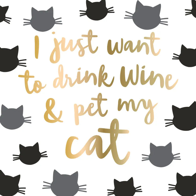 The "Drink Wine and Pet My Cat" Cocktail Napkins