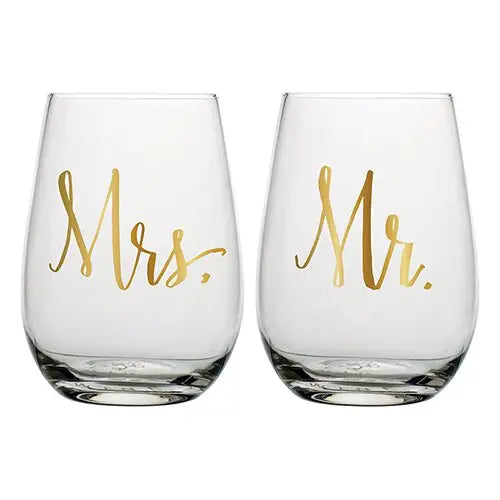 The "Mr. & Mrs." Stemless Wine Glass Set