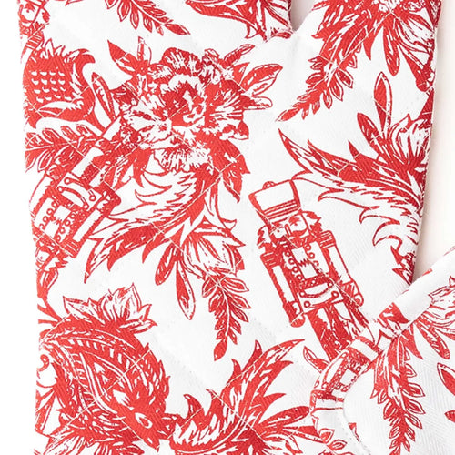 The "Nutcracker Toile" Oven Mitt Set