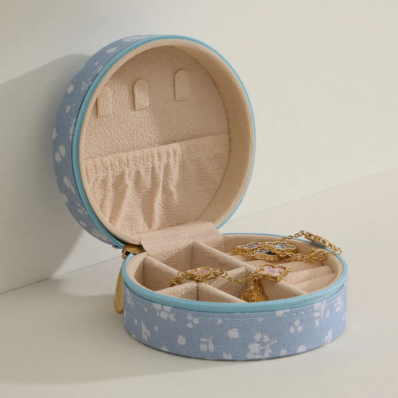 The "Blue Floral" Travel Jewelry Case