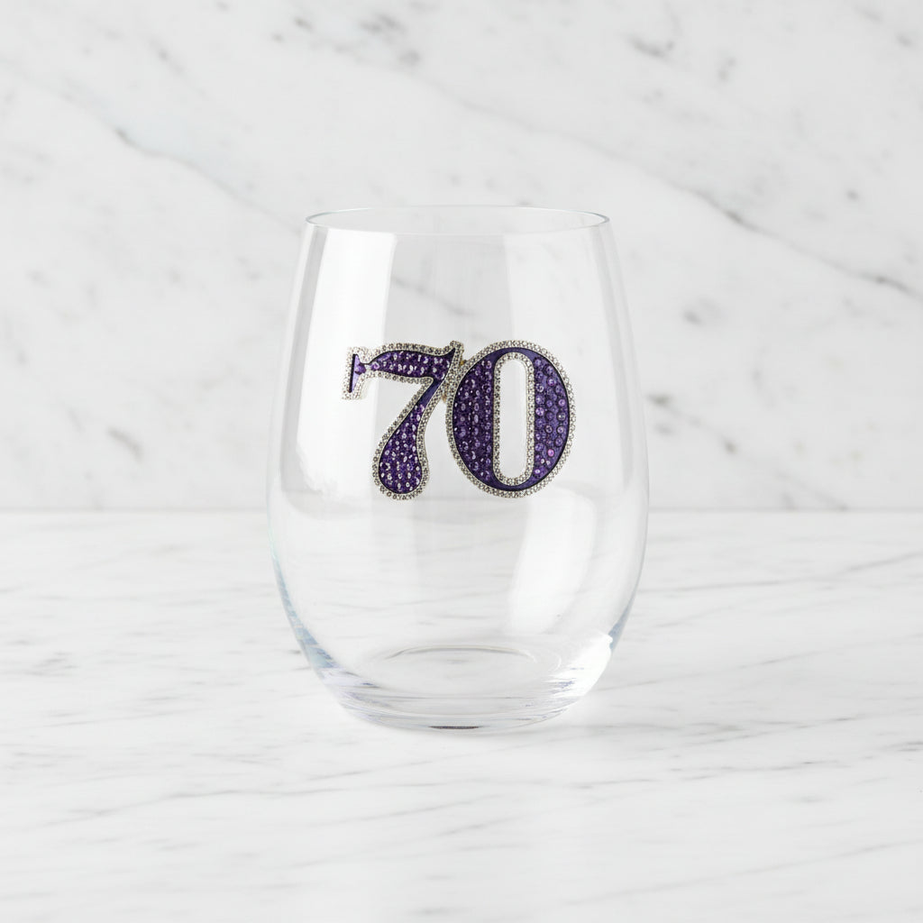The "70th Birthday" Stemless Wineglass