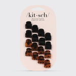 The "Recycled Plastic Mini Classic Claw Clips 16pc - Black & Tort" by Kitsch