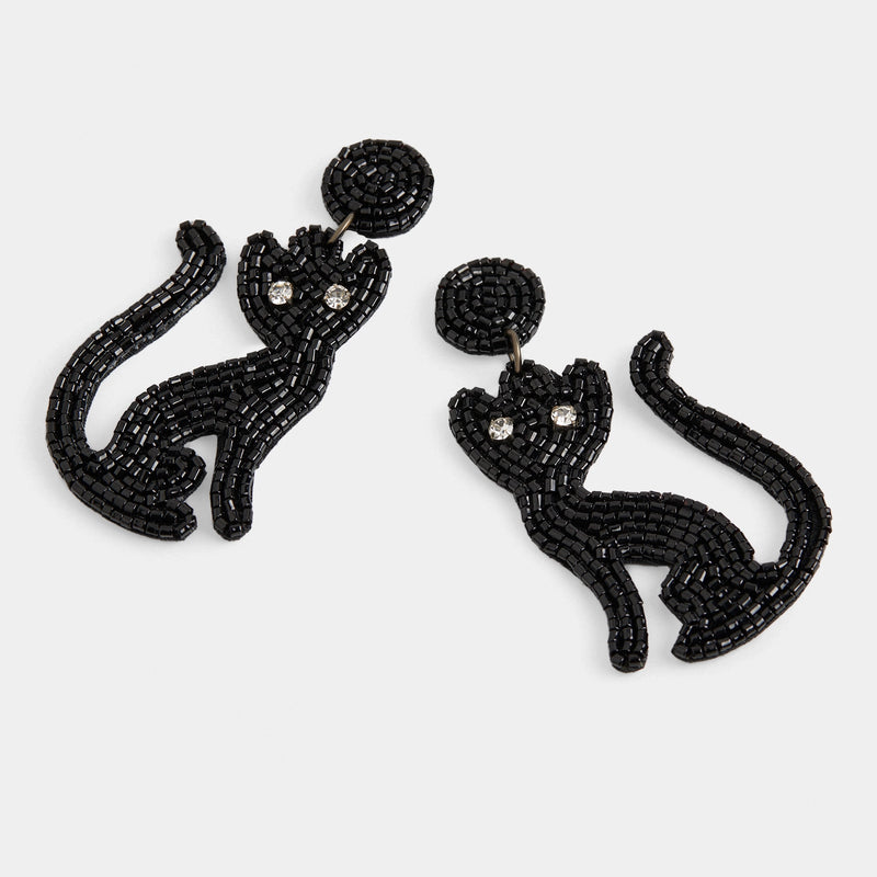 The "Black Cat" Beaded Earrings