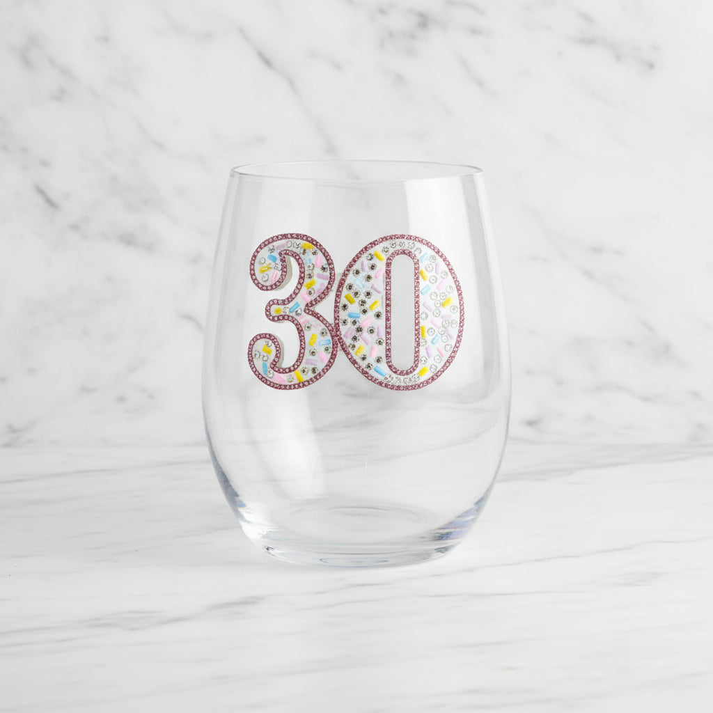 The "30th Birthday" Stemless Wine Glass
