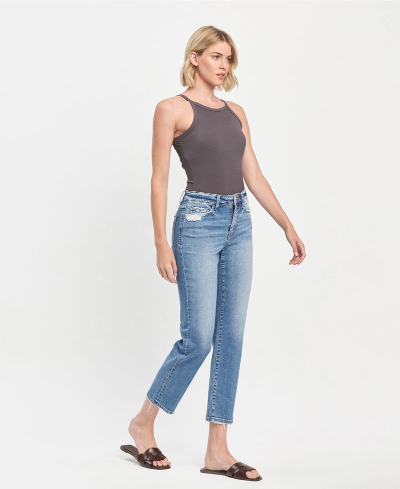 The "Lauren" High Rise Tapered Straight Jeans by Vervet Flying Monkey