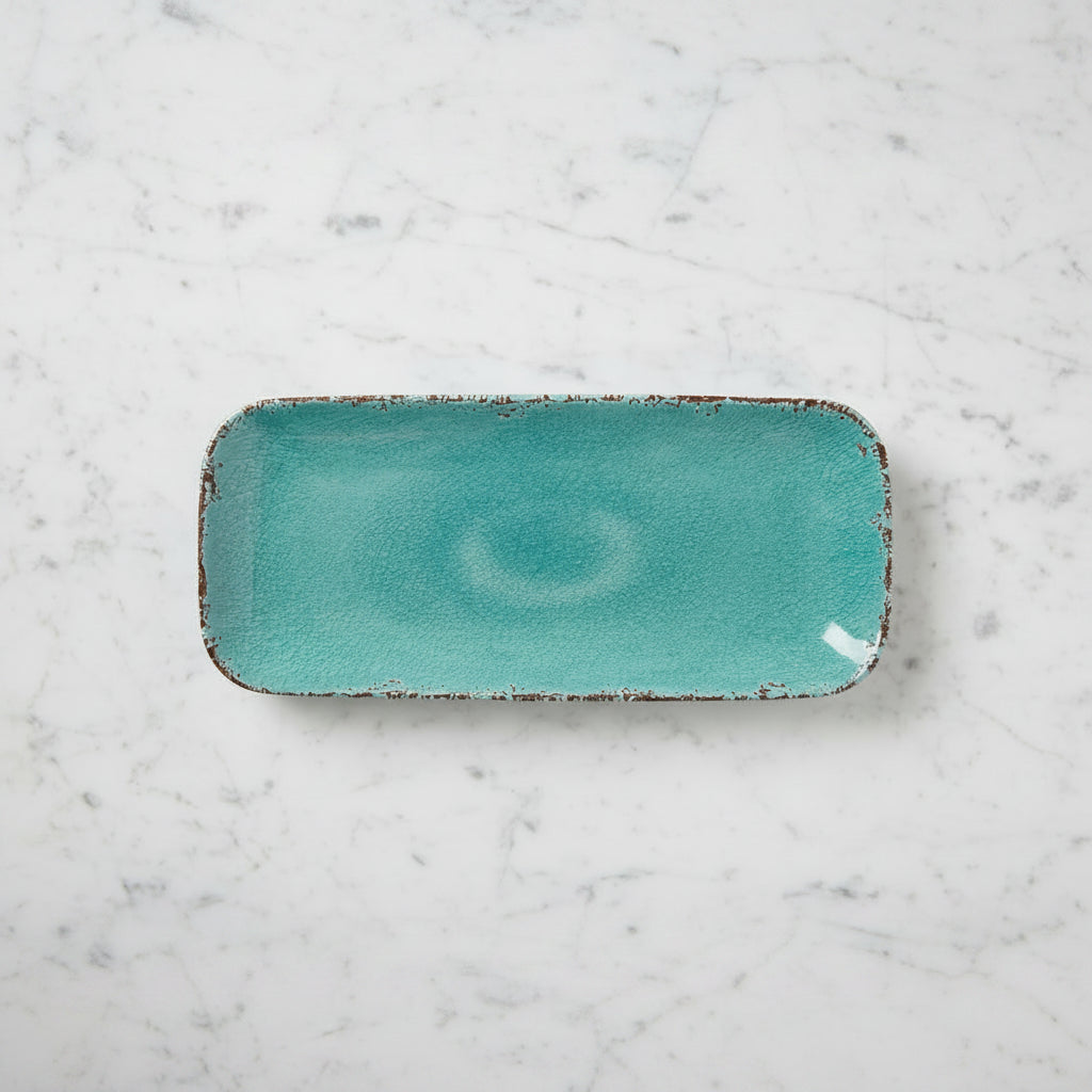 The "Turquoise Crackle" 15" Melamine Tray