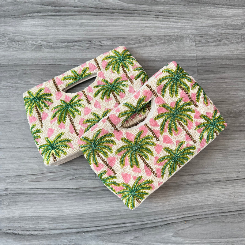 The "Palm Tree Delight" Beaded Handbag