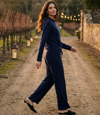 The "Navy" Drawstring Pintuck Pant