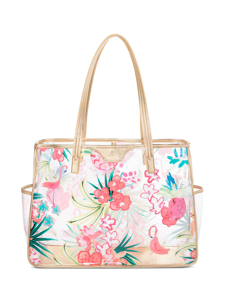 The Fun Floral Clear Beach Tote by Spartina 449 The Pretty Pink Rooster Boutique
