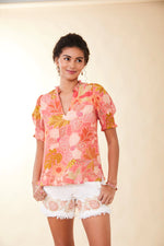 The "Callawassie Flowers Pink" Eirene Blouse by Spartina 449