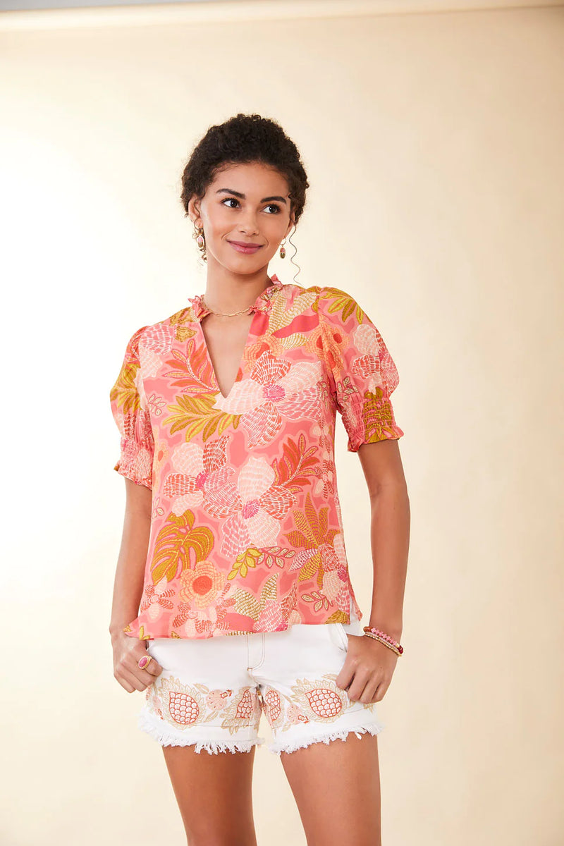 The "Callawassie Flowers Pink" Eirene Blouse by Spartina 449