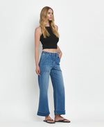 The "Kris" High Rise Double Cuffed Baggy Wide Jeans by Vervet Flying Monkey