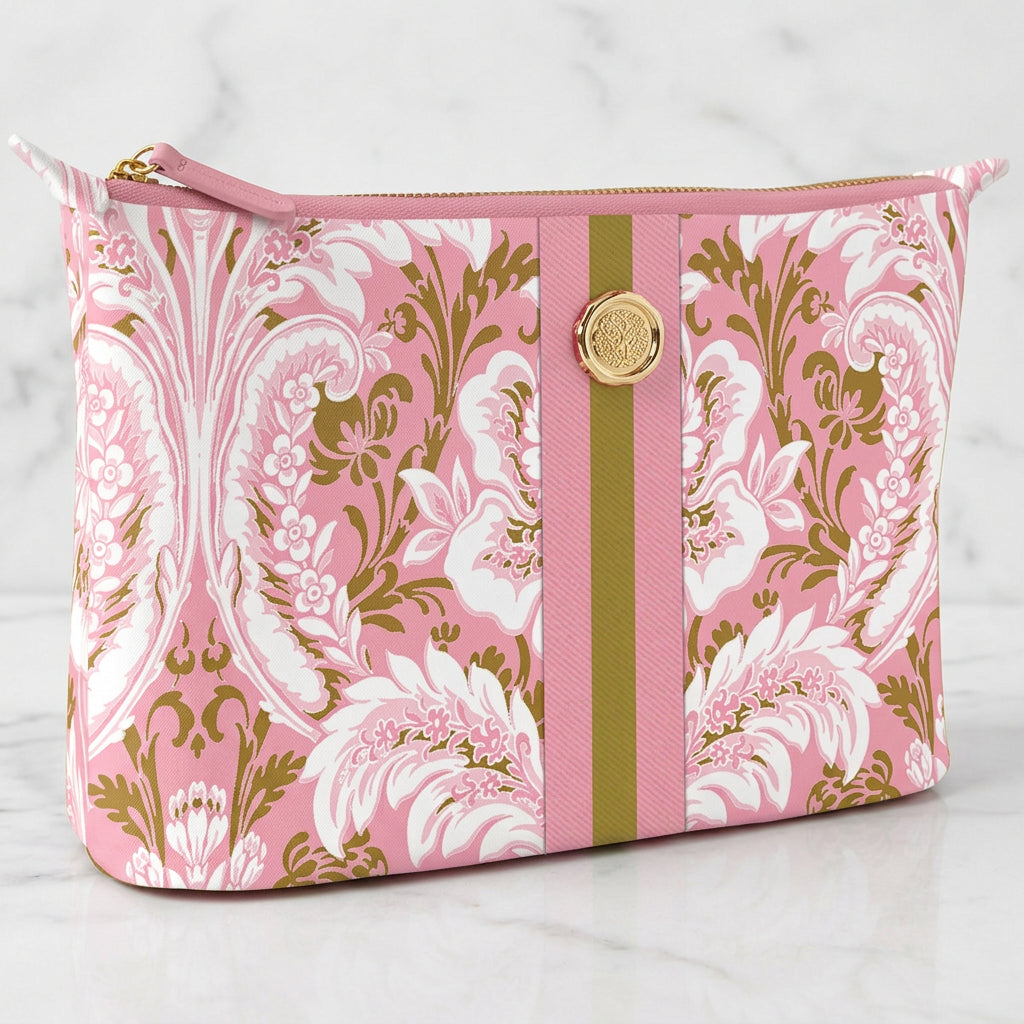 The "Pink Damask" Cosmetic Bag