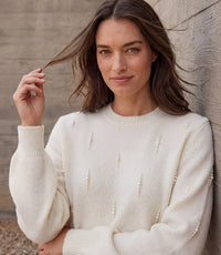 The "Cream" Pearl Embellished Sweater