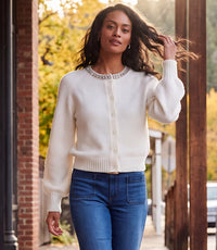 The "Cream" Embellished Crew Neck Sweater