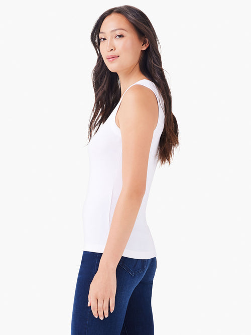 The "Paper White" Perfect Knit Rib Scoop Tank by NIC+ZOE