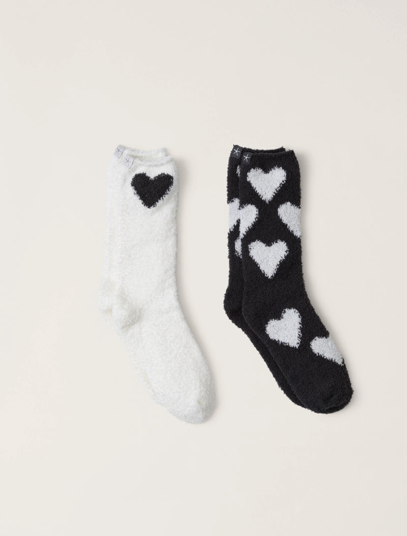 The "Cozychic® Heart Print" Sock Set by Barefoot Dreams