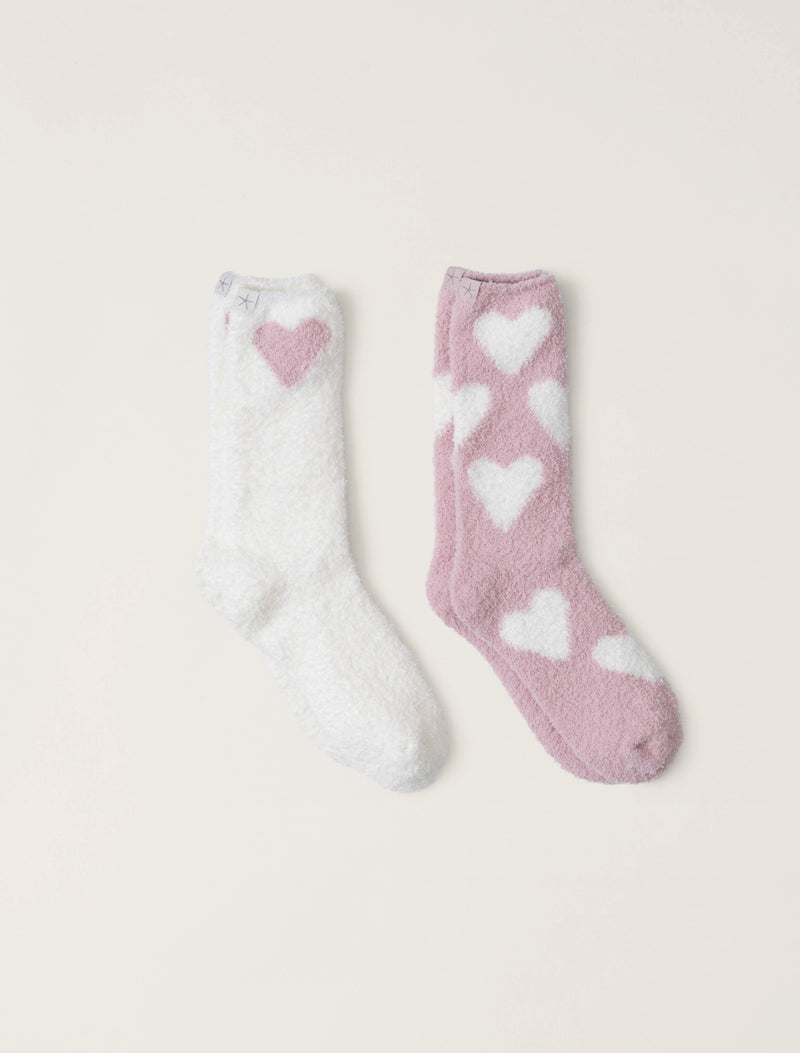 The "Cozychic® Heart Print" Sock Set by Barefoot Dreams