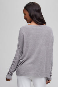 The "Dove Gray" CozyChic Ultra Lite® Scallop Neck Slouchy Pullover by Barefoot Dreams