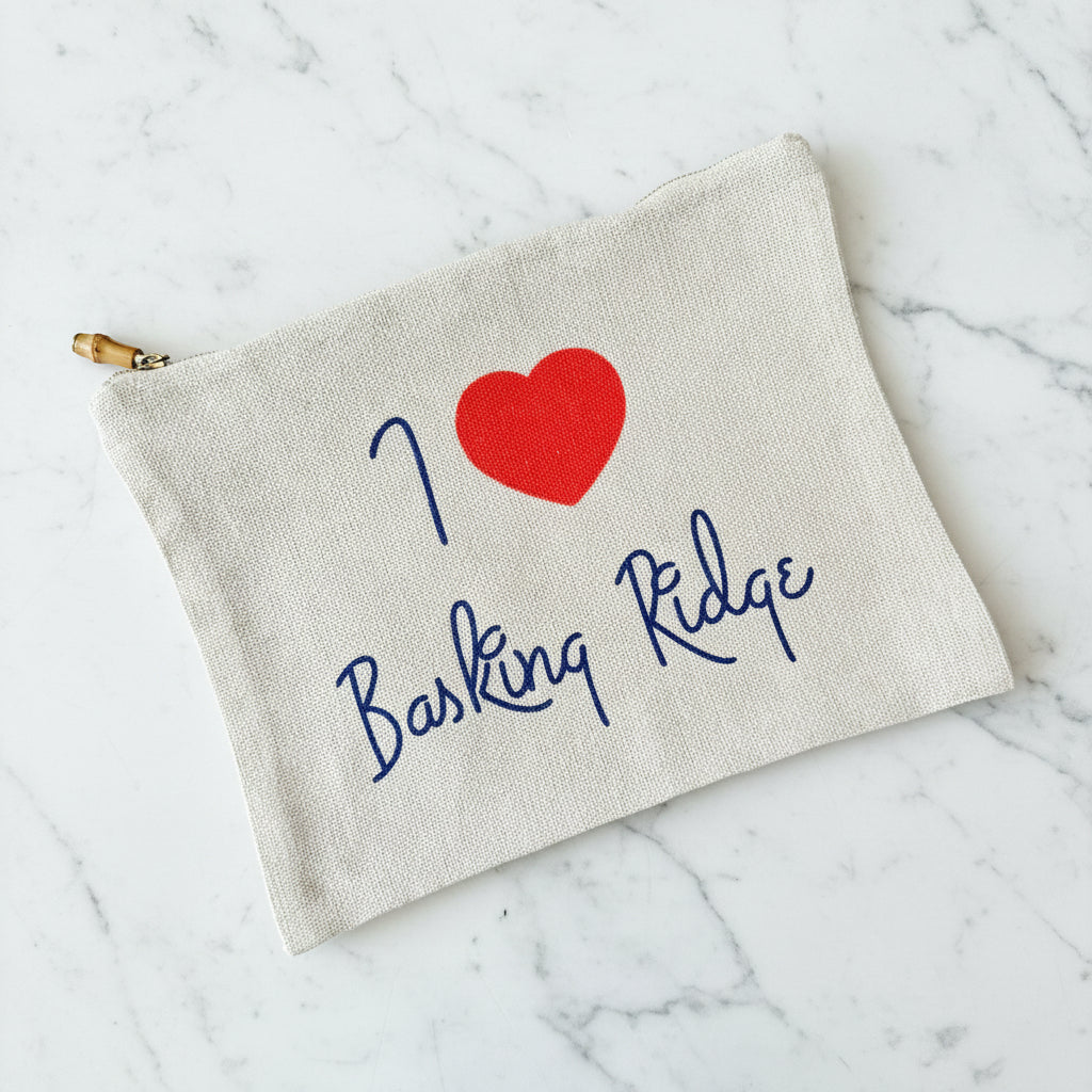The "I Love Basking Ridge" Flat Zip Pouch