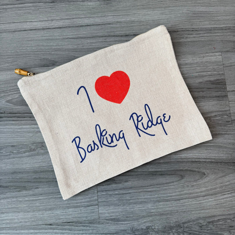 The "I Love Basking Ridge" Flat Zip Pouch