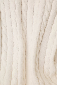 The "Ivory" Cozy Chenille Cable Knit V-Neck Sweater by PJ Salvage