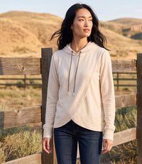 The "Ecru" Rhinestone Drawstring Crossover Sweatshirt