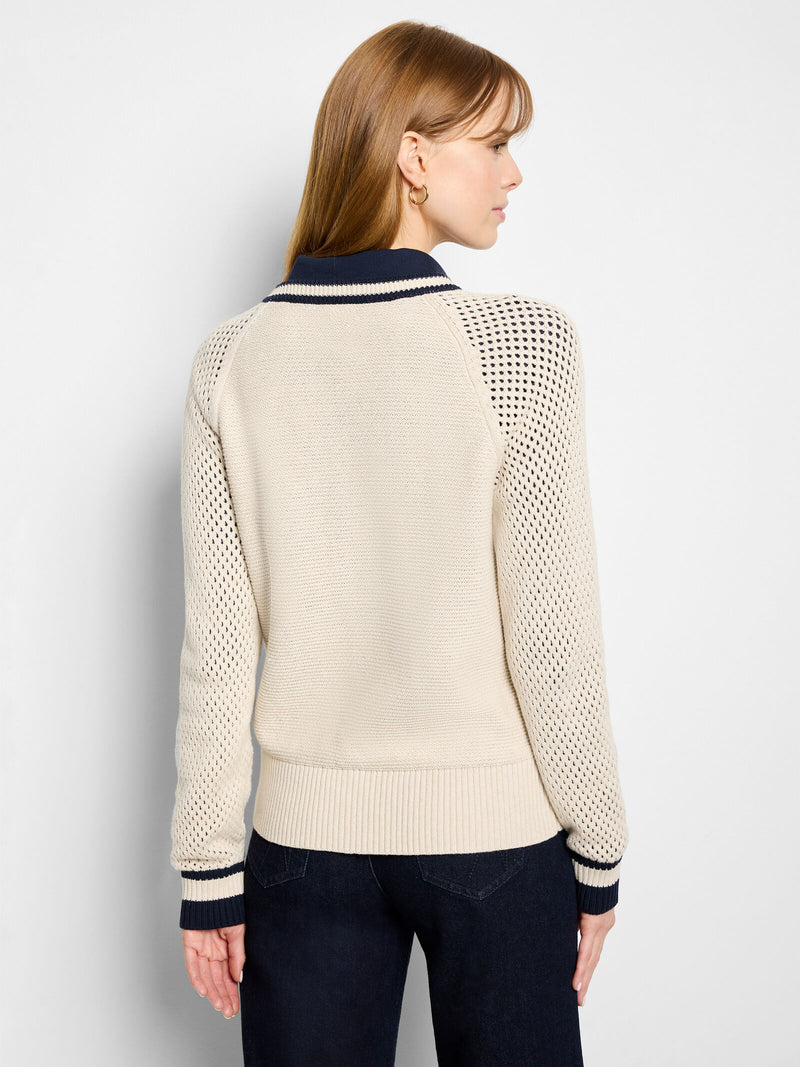 The "Neutral" Cotton Mesh Zip Up Cardigan by NIC+ZOE